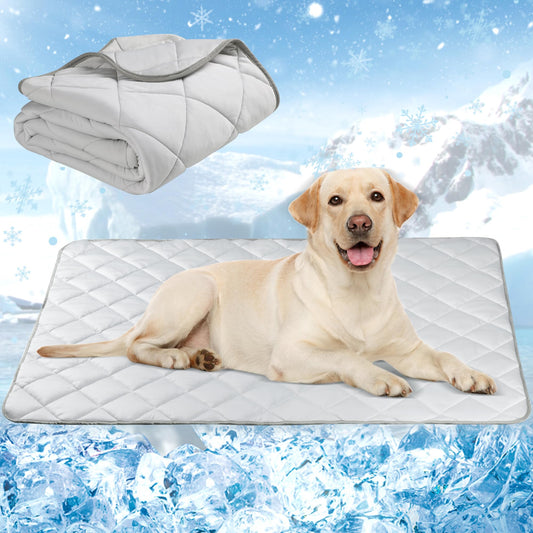 Dog Cooling Mat Washable Dogs Cats Pet Non-Toxic Cooling Pads Summer Sleeping Kennel Mats,Pet Self Cool Ice Blanket for Indoor & Outdoor Dog Beach Essentials Light Gray Large
