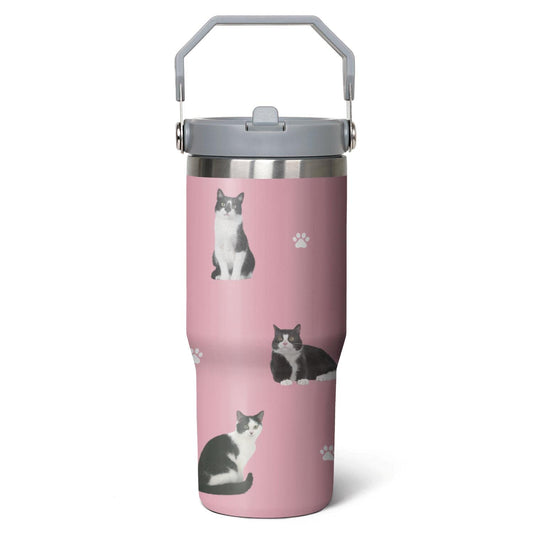 Cat Travel Cup for Cat Lover30 oz Cat Vacuum Insulated Tumbler with Handle