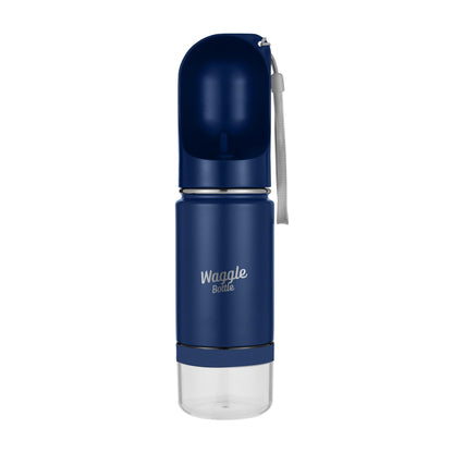Waggle Bottle Stainless Steel Dog Travel Water Bottle Vacuum Insulated Portable Dog Water Dispenser Drink Cup and Snack Container On The Go Outdoor Walking Hiking Travel (Cobalt)