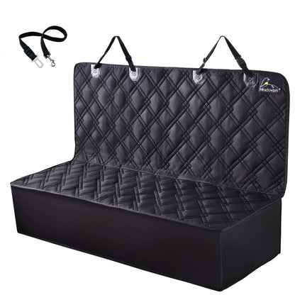 Meadowlark XL Premium Bench Dog Seat Rubber Vehicle Seat Cover for Cars Back Seat Thick Seat Protector for Dogs Waterproof Durable Nonslip Washable - Trucks & Cars w/Pet Seat Belt Black