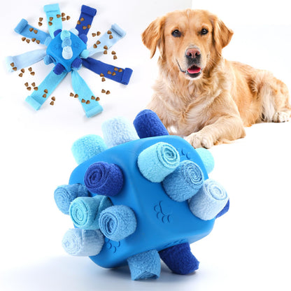 Yikko Interactive Snuffle Ball Dog Chew Enrichment Toys Treat Dispenser Slow Feeder Dog Puzzle Stimulation Toys for Small Medium Large Dogs dice Shape (Winter Blue)