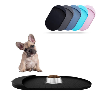 Dog Food Mat - 29” x 16.6” Pet Feeding Mat with Residue Collection Pocket - Large Silicone Dog Mat for Food and Water - Waterproof Dog and Cat Bowl Mat High Edges to Prevent Spills Black