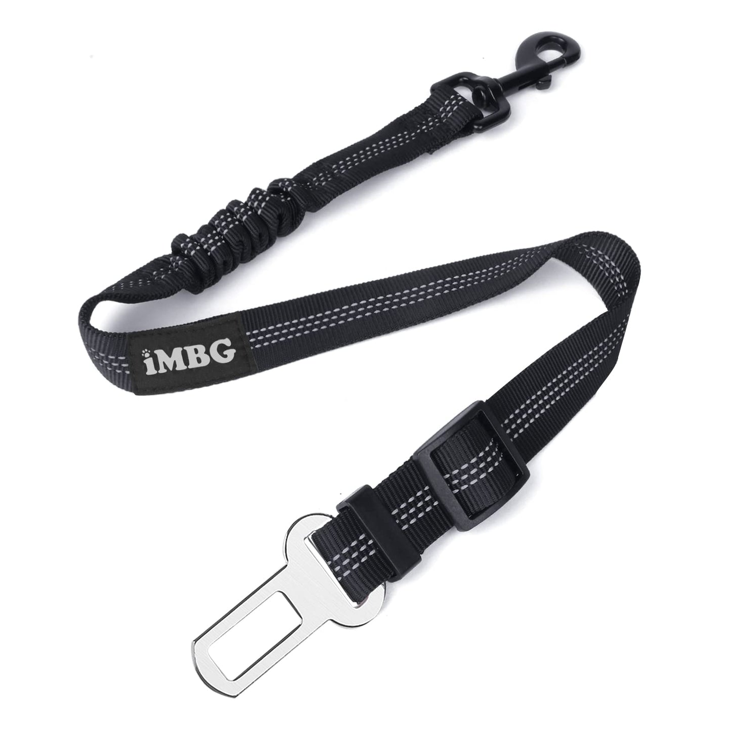 iMBG Dog Seat Belts for Car Adjustable Nylon Restraint Car Seat Belt for Dog Strong Dog Car Safety Harness with Elastic Bungee Buffer 360 Degree Swivel Attach Wont Twist