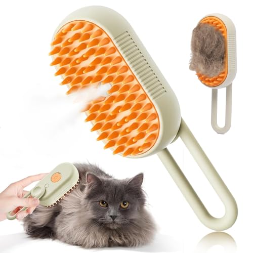 Cat Steam Brush 4 in 1 Steam Brush for Cats Dogs for Cleaning Shedding Massage & Combing Rechargeable and Anti-Static b02